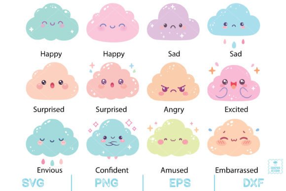 Download Set of Cartoon Clouds Pastel, Svg - Cartoon clouds Collection