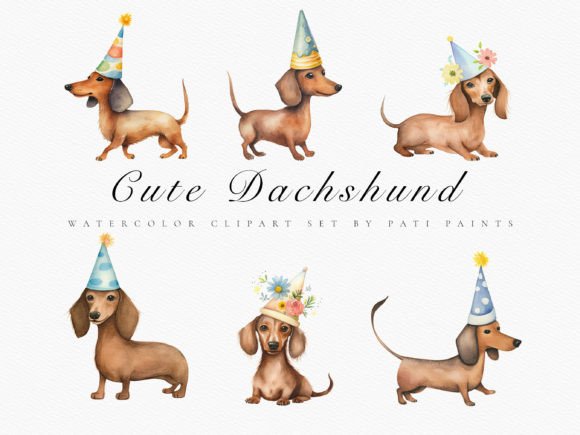Download Cute Dachshund Clipart Bundle Birthday - Dachshund Collection