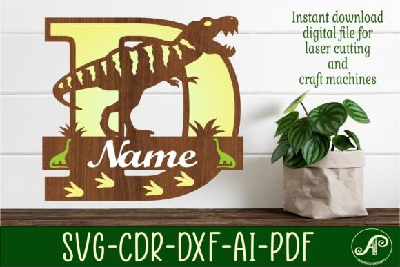 Download T Rex Monogram Capital Letter D SVG File - Premium Resources