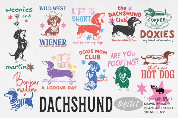 Download Dachshund Hand-drawn Design PNG Bundle - Dachshund Collection