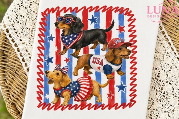 Download Patriotic Dachshund Dogs 4th July PNG - Dachshund Collection