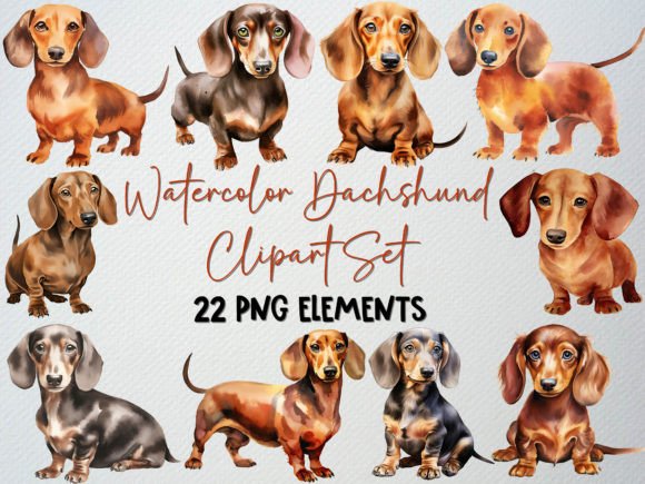 Download Watercolor Dachshund Clipart, Weiner PNG - Dachshund Collection