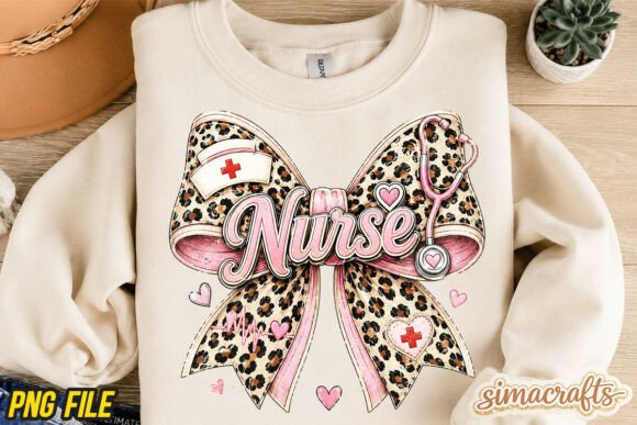 Download Preppy Trendy Leopard Nurse Bow PNG - Nurse Collection
